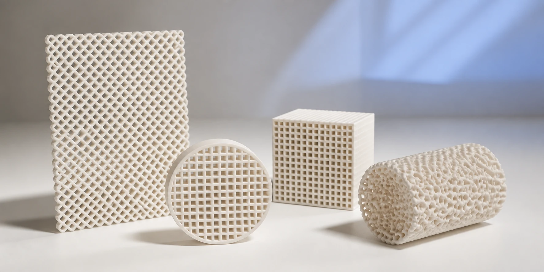 Ceramic lattice and porous sample structures